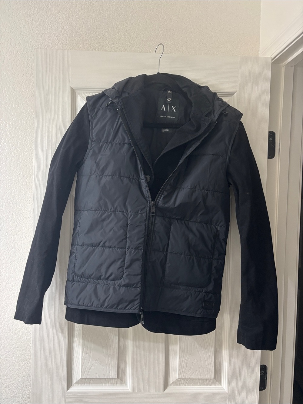 A/X Armani Exchange Black Quilted Hooded Puffer Jacket